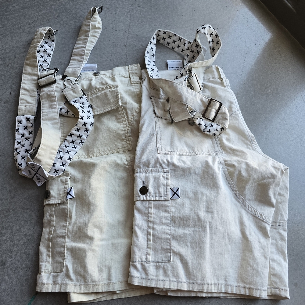 2 pairs TIGER x HORSE Denim shorts: 1 off-white, 1 cream colored